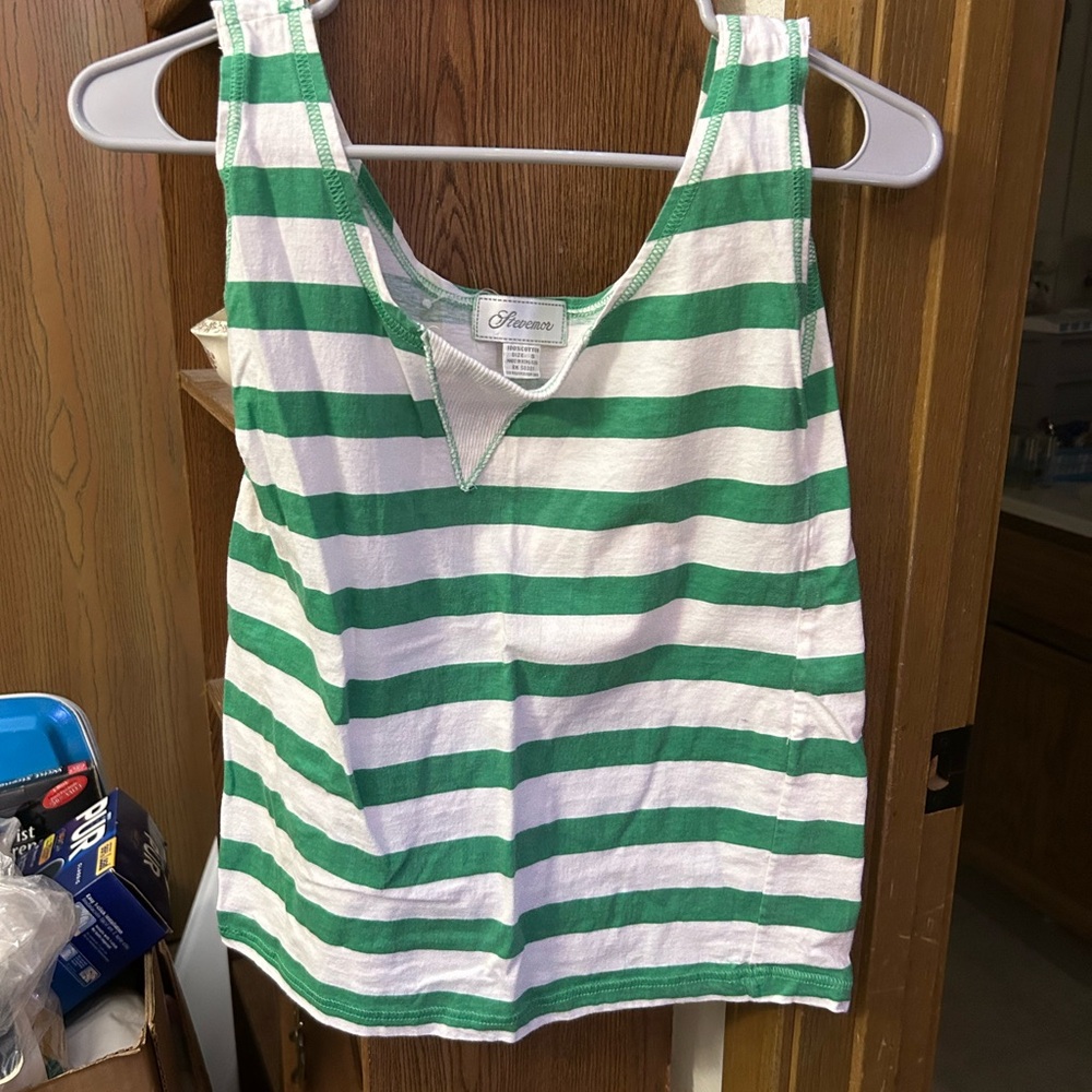 Women’s tank top. Green and white striped. Rarely worn.
